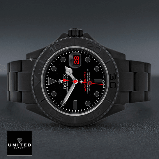 Rolex Yacht Master Triple Red Titan Black 11662 Replica on the black table